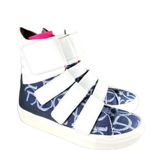 Cuple Women High Top Sneaker 37 Shoe Sporty Chunky Casual Designer Blue White